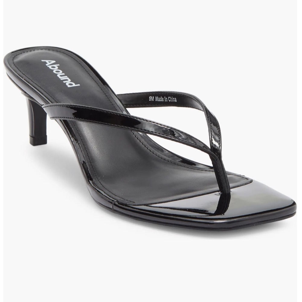 NWT Abound Black Shiny Patent Tina Kitten Heel Sandals Women’s 8.5